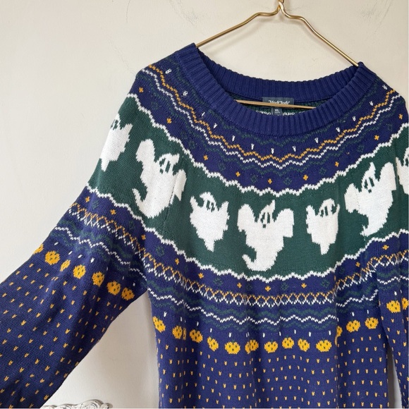 Modcloth Happy Hauntings Fair Isle Sweater Ghost Pumpkin Halloween XL - Picture 4 of 8